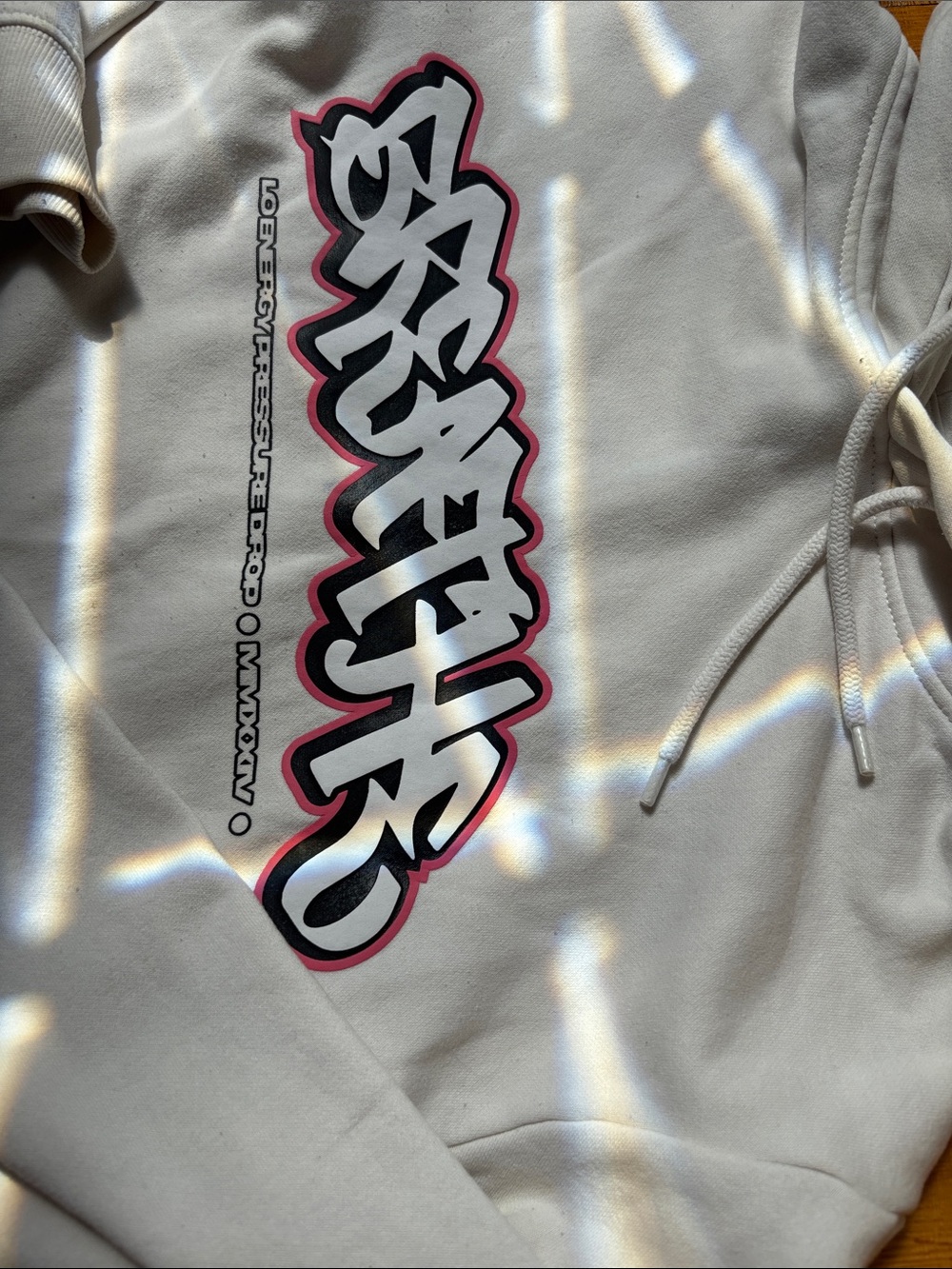 Cream Graphic Hoodie with Front Script Logo - Men - Picture 2 of 5